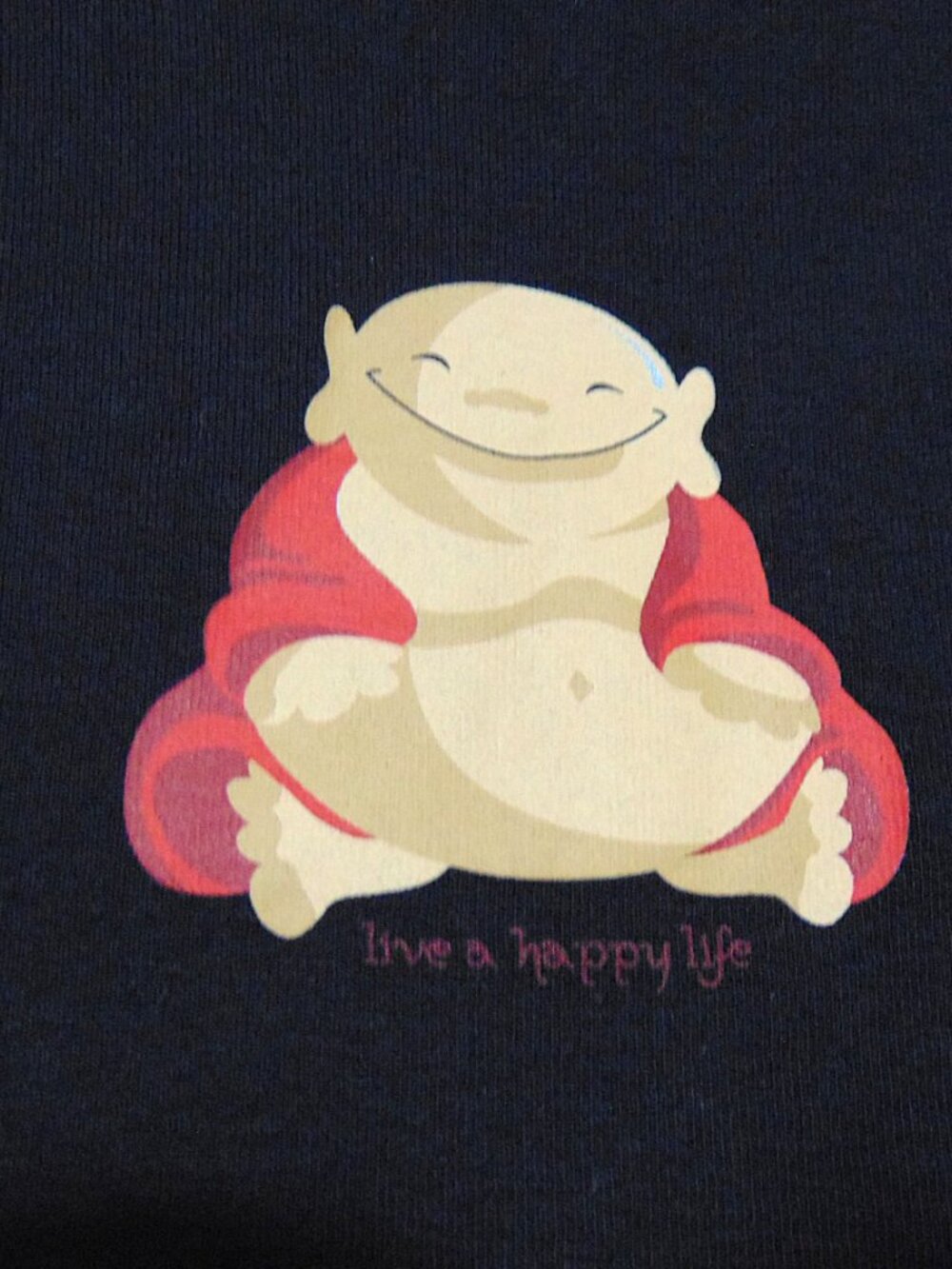 L NWT Black Tee with Happy Buddha